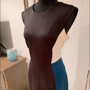 Calvin Klein black/cream/teal dress